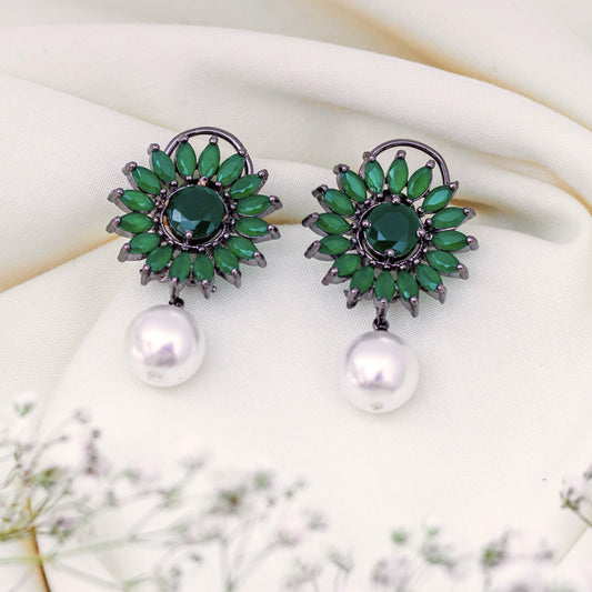 Green Sunflower Earrings