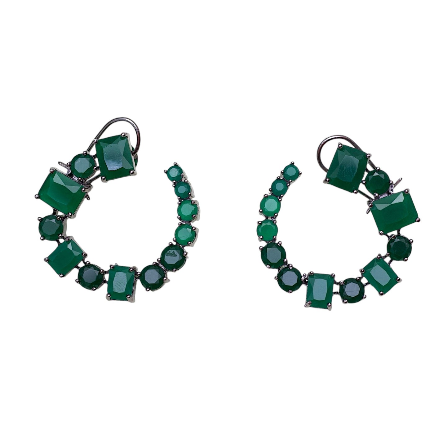 Green crest earrings