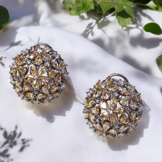 Champagne full flower earrings