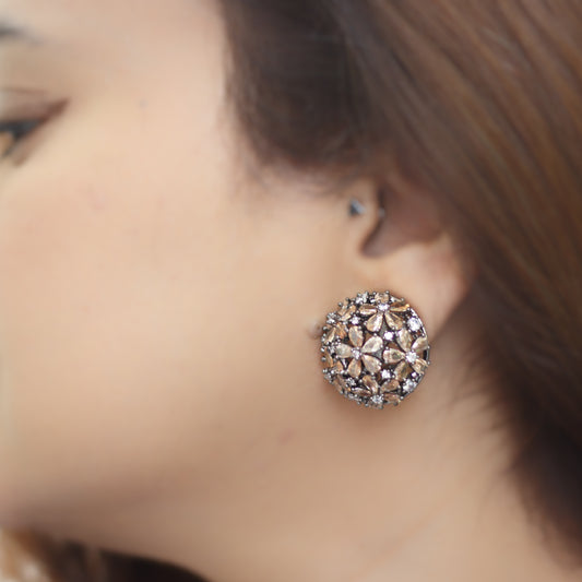 Champagne full flower earrings