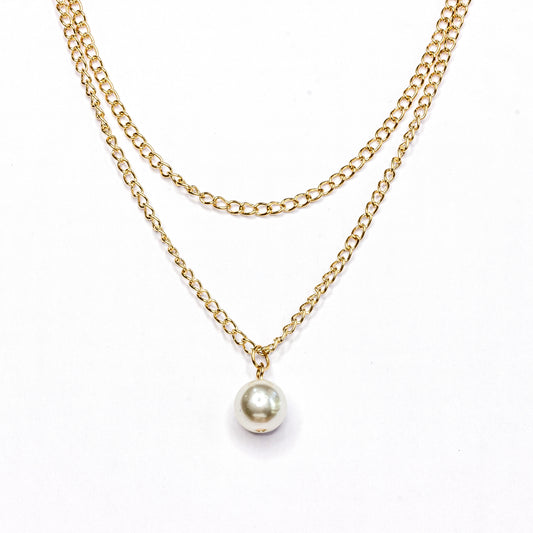 Two Layred big pearl necklace