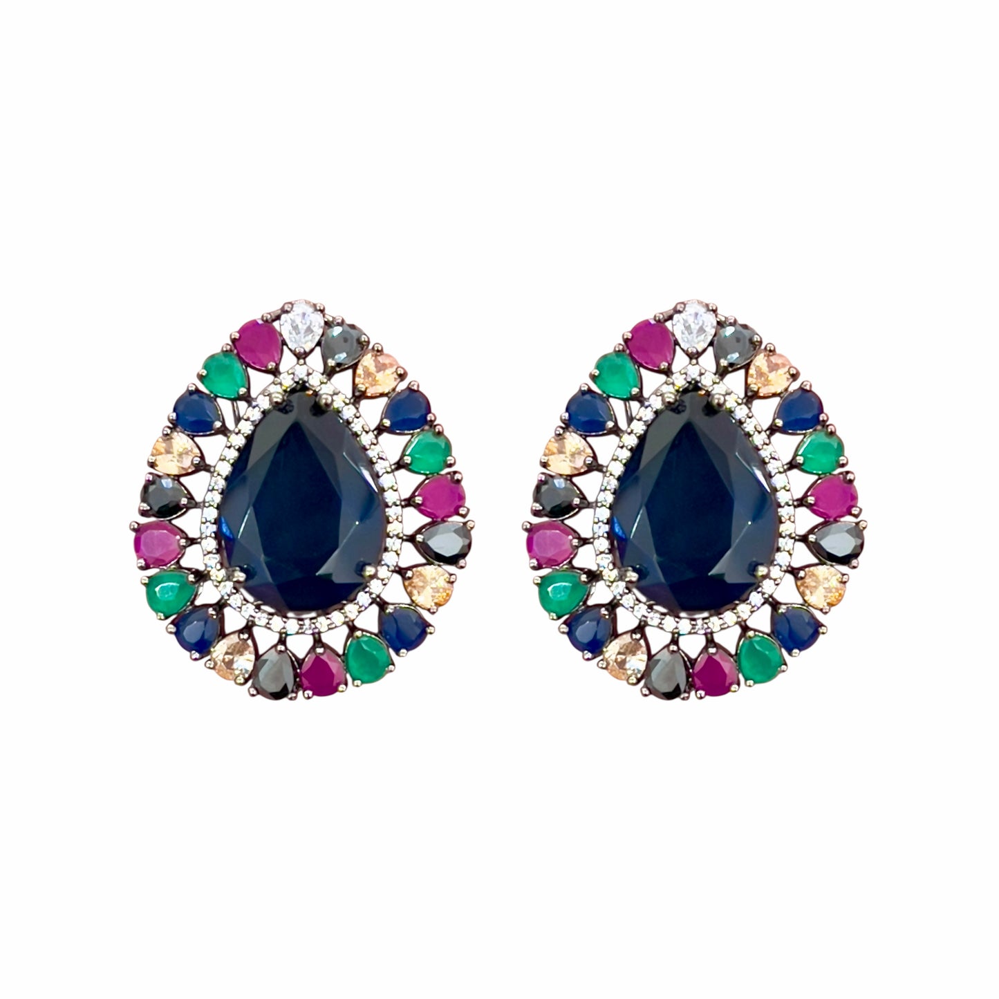Peacock Crown Studs