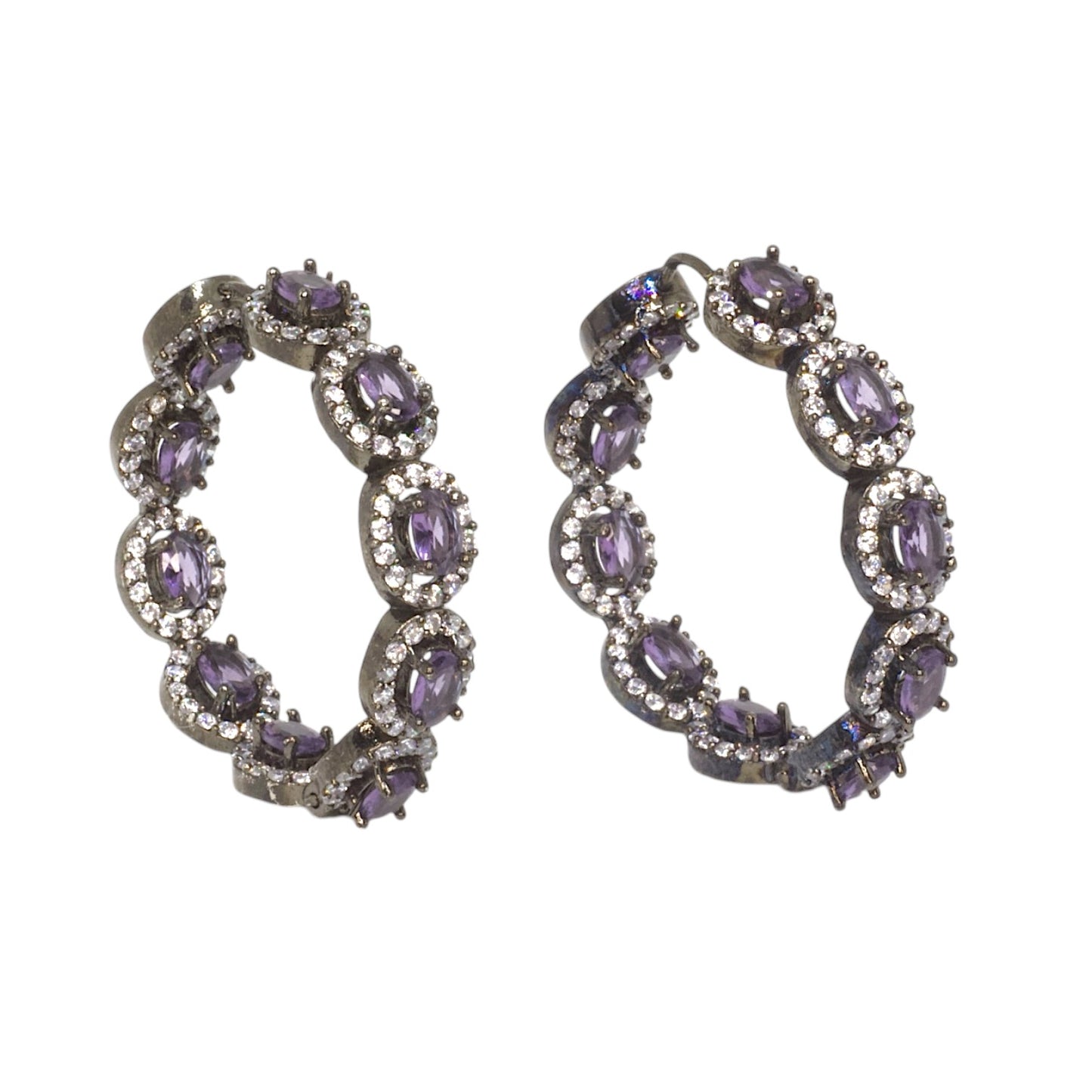 Amethyst Halo Hoops