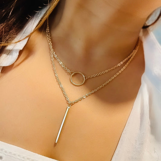Circle and a stick Necklace