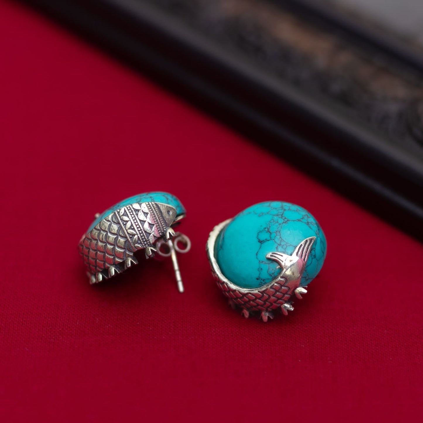 Turquoise Fish Studs