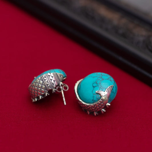 Turquoise Fish Studs