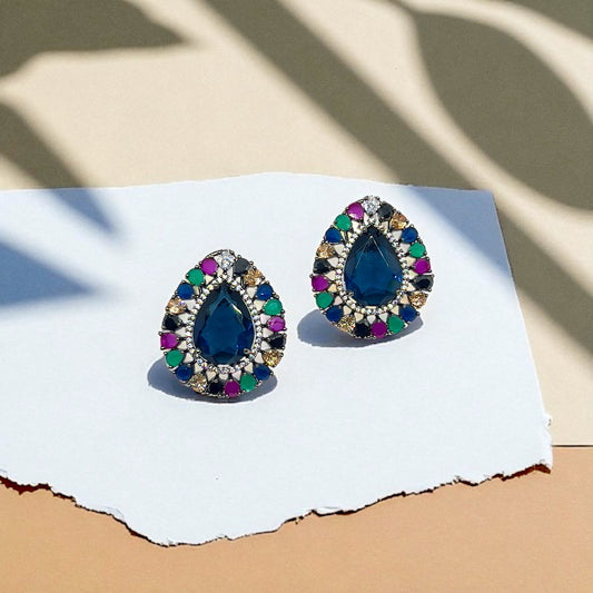Peacock Crown Studs