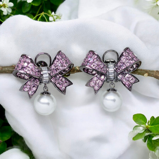 Pink Bow Earrings