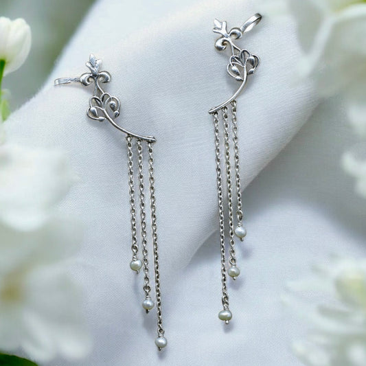 Silver Jasmine Earcuffs