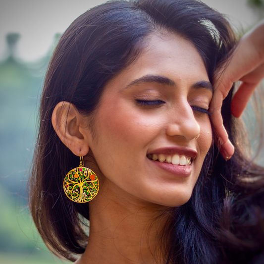 Enamel Tree Earring