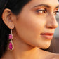 Pink -Fuscsia Droozy Silver Earring
