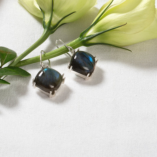 Labradorite Square Sterling Silver Earring