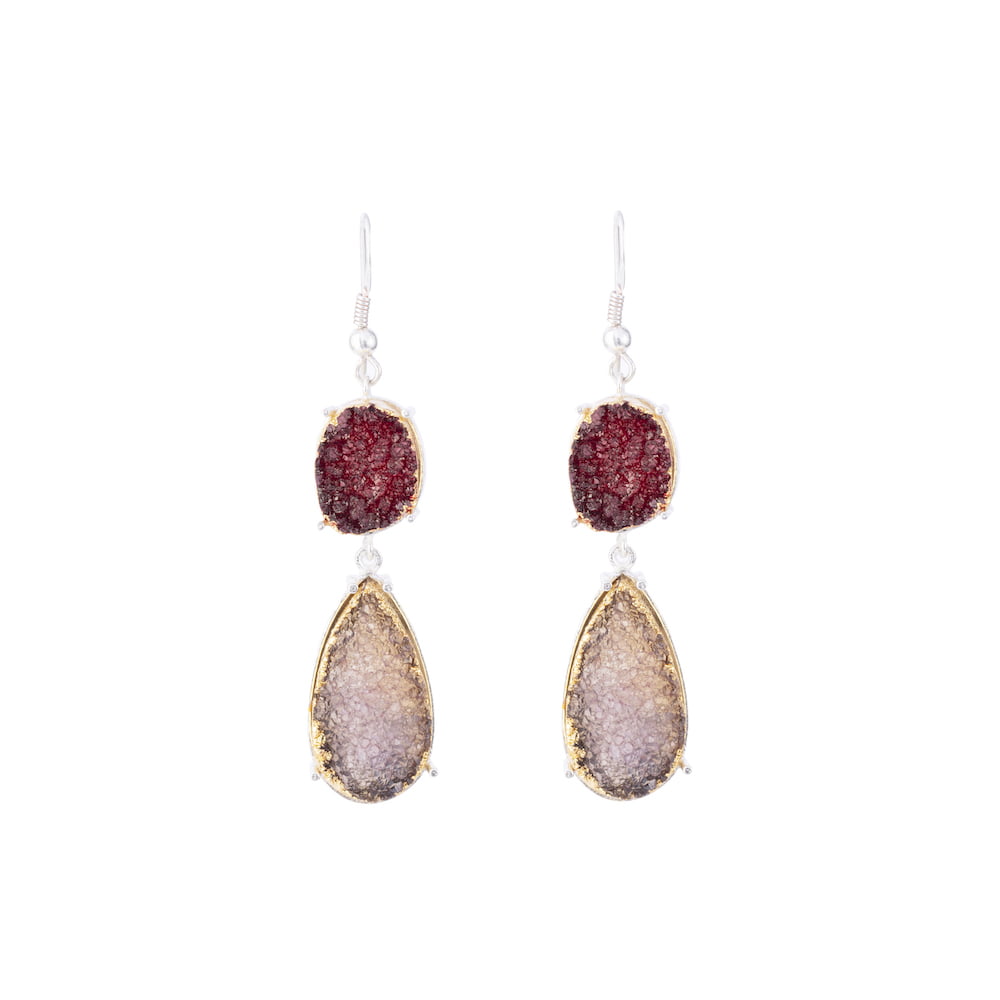Garnet Red - Champaign Droozy Silver Earring