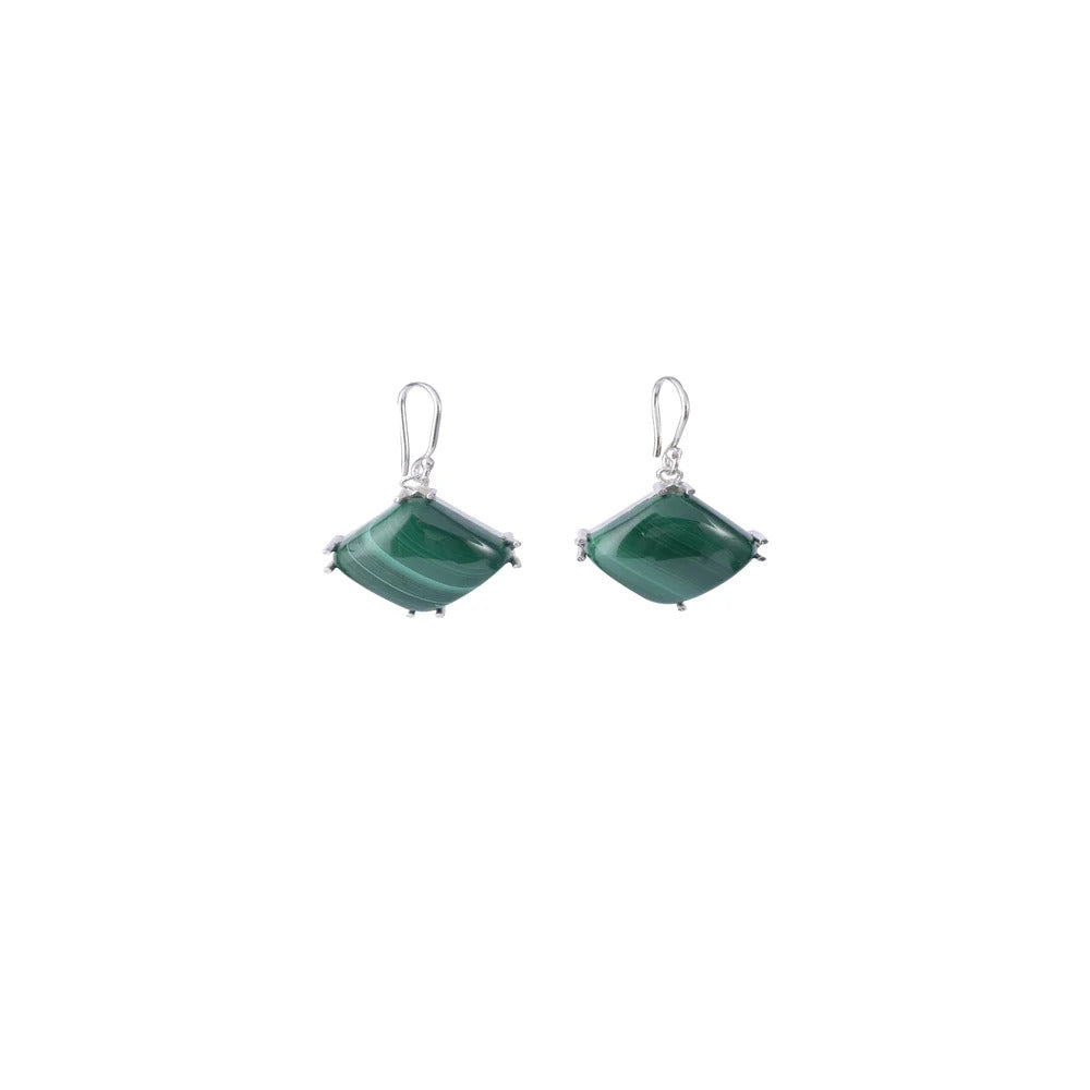 Malachite Square Sterling Silver Earring