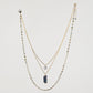 3 Layered Natural Stone Gold Finish Necklace