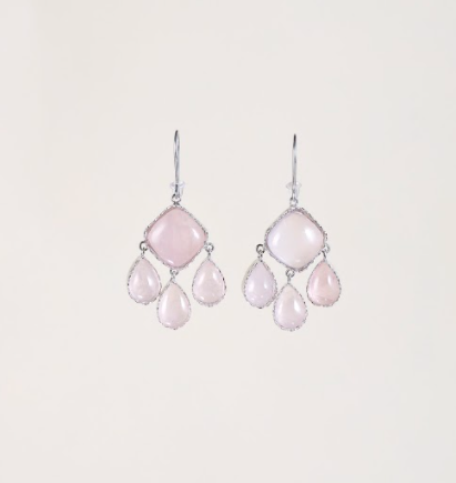 Rose Quartz Sterling Dangling Earrings